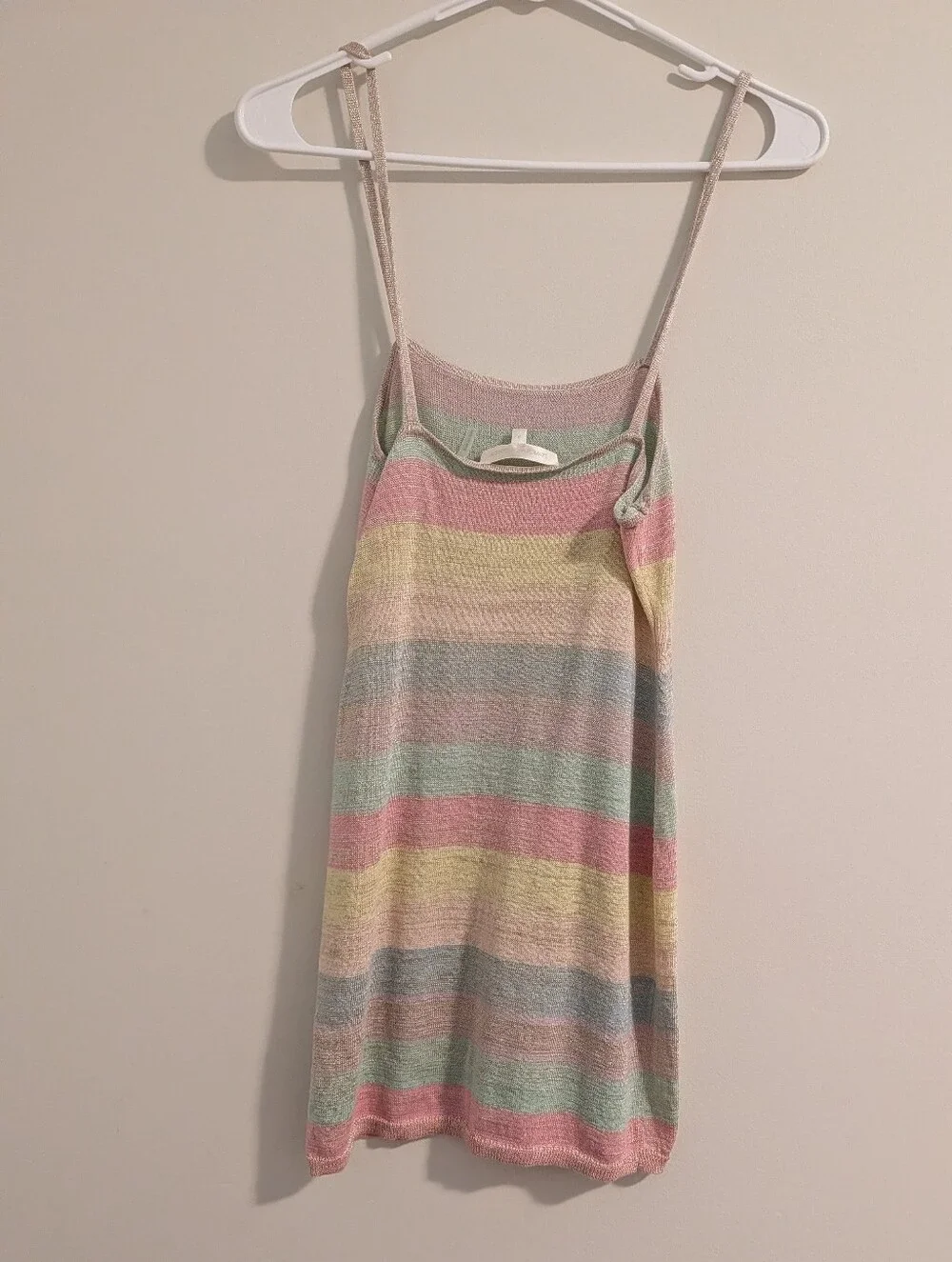 LoveShackFancy Pastel Multicolor Striped Knit Slip Mini dress size P - Picture 2 of 4